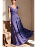 Purple Wedding Party Dress with Wrap Design and V Neckline