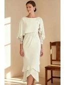 Stylish Wedding Party Dress with Attached Cape and Lace Sleeve