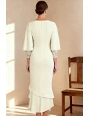 Stylish Wedding Party Dress with Attached Cape and Lace Sleeve