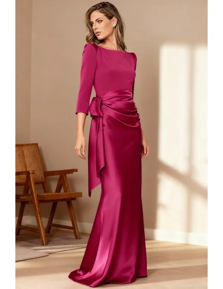 Modern Purple Wedding Party Dress with Sleeve and Sleek Silhouette