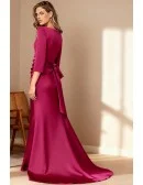 Modern Purple Wedding Party Dress with Sleeve and Sleek Silhouette
