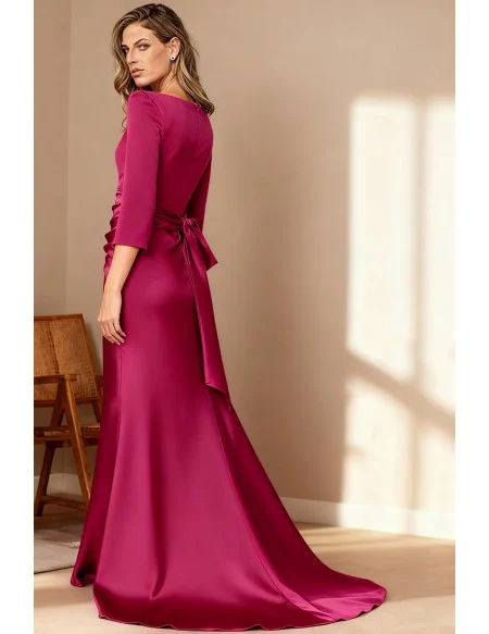 Modern Purple Wedding Party Dress with Sleeve and Sleek Silhouette