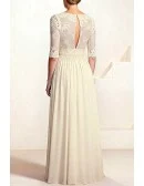 Modest Wedding Party Dress with Lace Bodice and Flowing Chiffon Skirt