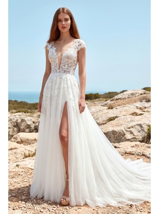 princess polly baby blue dress ISABELLA Wedding Dress | Sexy Boho Gown main image 1