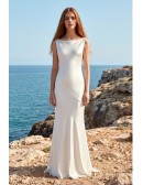 Minimalist Satin Open-Back Wedding Dress for Modern Beach Brides