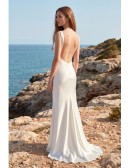 Minimalist Satin Open-Back Wedding Dress for Modern Beach Brides