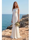 Minimalist Satin Open-Back Wedding Dress for Modern Beach Brides