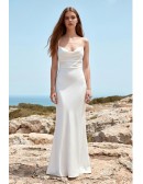 Silk Cowl Neck Backless Wedding Dress for Modern Beach or Destination Brides