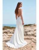 Silk Cowl Neck Backless Wedding Dress for Modern Beach or Destination Brides
