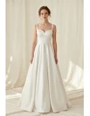 Minimalist Satin A-Line Wedding Dress with Sweetheart Neckline for Modern Ceremonies