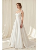 Minimalist Satin A-Line Wedding Dress with Sweetheart Neckline for Modern Ceremonies