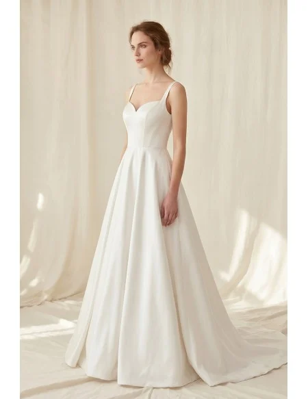 Minimalist Satin A-Line Wedding Dress with Sweetheart Neckline for Modern Ceremonies