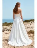 Strapless Satin A-Line Wedding Dress with Slit for Modern Beach Ceremonies
