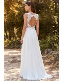 Boho Lace Open-Back A-Line Wedding Dress with Slit for Outdoor Summer Ceremonies