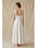 Minimalist Square-Neck A-Line Wedding Dress with Low Back for Courthouse Ceremonies