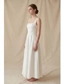 Minimalist Square-Neck A-Line Wedding Dress with Low Back for Courthouse Ceremonies