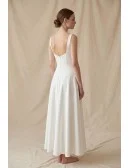 Minimalist Square-Neck A-Line Wedding Dress with Low Back for Courthouse Ceremonies