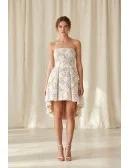 Strapless Lace High-Low Wedding Dress for Modern Courthouse or City Hall Brides