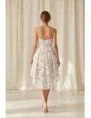 Strapless Lace High-Low Wedding Dress for Modern Courthouse or City Hall Brides
