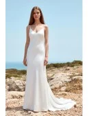 Minimalist Satin Slip Wedding Dress with Open Back for Modern Beach Ceremonies