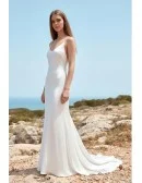 Minimalist Satin Slip Wedding Dress with Open Back for Modern Beach Ceremonies