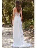 One-Shoulder Beaded Wedding Dress with Slit for Modern Outdoor Ceremonies