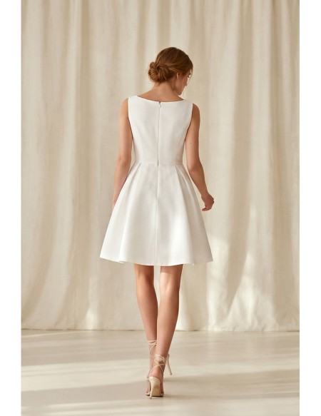 Short Satin A-Line Wedding Dress with Beaded Waist for Courthouse Ceremonies