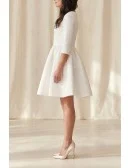 Minimalist Short A-Line Wedding Dress with 3/4 Sleeves for Courthouse Ceremonies