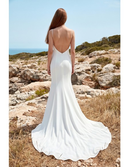 Minimalist Satin Slip Wedding Dress with Low Back for Modern Beach Ceremonies
