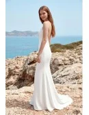Minimalist Satin Slip Wedding Dress with Low Back for Modern Beach Ceremonies