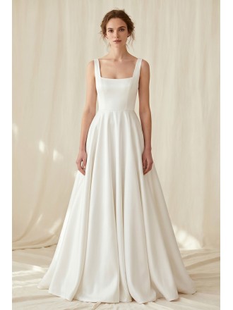 a line courthouse wedding dress Off The Shoulder A-line Satin Courthouse Wedding Dress main image 0