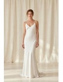 Minimalist Satin Slip Wedding Dress with Low Back for Modern Courthouse Brides
