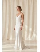 Minimalist Satin Slip Wedding Dress with Low Back for Modern Courthouse Brides