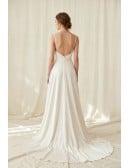 Minimalist Satin Wedding Dress with Side Slit and Low Back for Modern Elopements