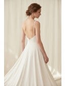 Minimalist Satin Wedding Dress with Side Slit and Low Back for Modern Elopements
