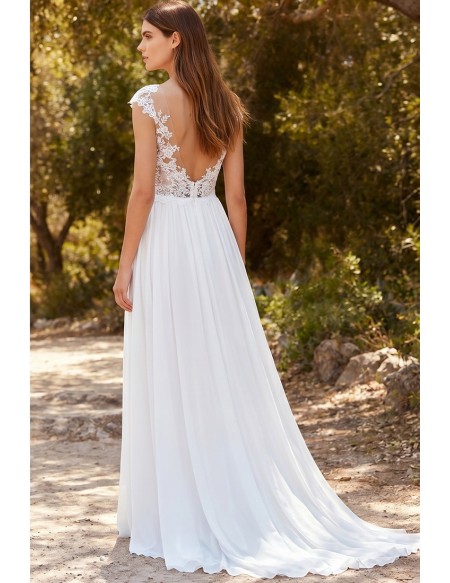 Boho Lace Bodice Wedding Dress with Leg Slit for Romantic Outdoor Ceremonies