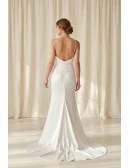 Minimalist Satin Wedding Dress with Slit and Low Back for Modern Courthouse Brides