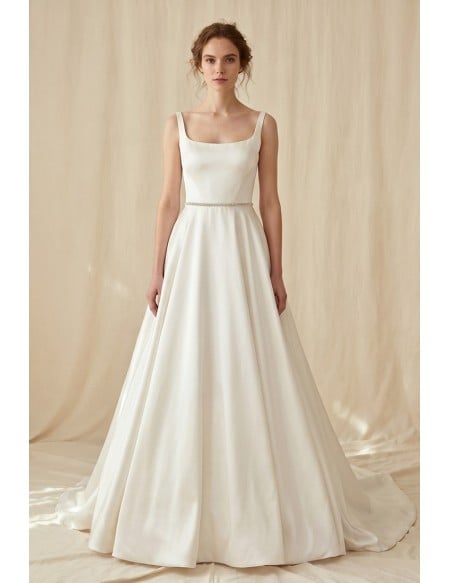 Minimalist Satin A-Line Wedding Dress with Low Back for Elegant Courthouse Ceremonies
