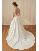 Minimalist Satin A-Line Wedding Dress with Low Back for Elegant Courthouse Ceremonies