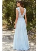 Boho Lace V-Neck Bridal Dress with Open Back for Outdoor Beach Weddings