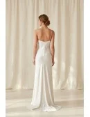 Minimalist Satin Slip Wedding Dress with Spaghetti Straps and Front Slit for Beach Brides