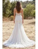 Lace Mermaid Wedding Dress with Sheer Corset Bodice for Romantic Outdoor Ceremonies