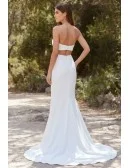 Minimalist Two-Piece Satin Wedding Dress with Strapless Crop Top for Modern Beach Brides