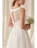 Tea-Length Lace Wedding Dress with Illusion Bodice for Courthouse Ceremonies