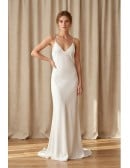 Minimalist Satin Slip Wedding Dress with Low Back for Modern Elopement Brides