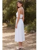 Minimalist Scalloped Two-Piece Bridal Dress Set for a Modern Courthouse Wedding
