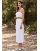 Minimalist Scalloped Two-Piece Bridal Dress Set for a Modern Courthouse Wedding