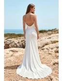 Minimalist Satin Cowl-Neck Wedding Dress with Low Back for Beach or Outdoor Ceremonies