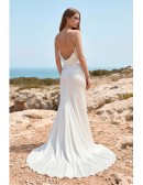 Minimalist Satin Cowl-Neck Wedding Dress with Low Back for Beach or Outdoor Ceremonies