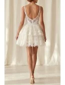 Short Lace Mini Wedding Dress with Low Back for Modern Reception or After-Party Brides